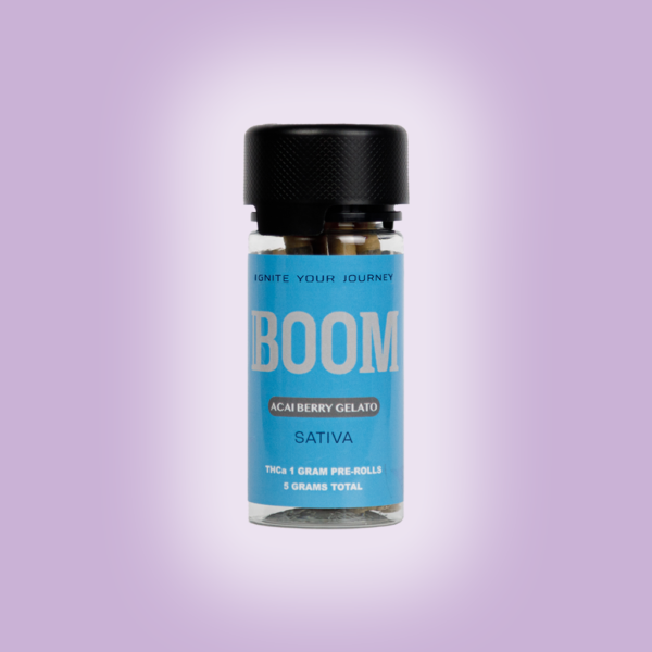 - Acaiberry Gelato THCa Flower Pre-roll. Sweet, Berry aroma, available in single count or 5 count container