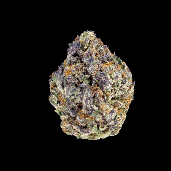 Rotating view of Tropicana Cherry top shelf THCa flower, colorful and frosty trichome coated buds